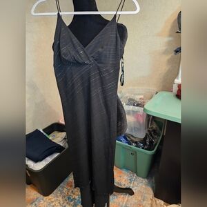 City Triangles Strapless Black Dress with Shimmer